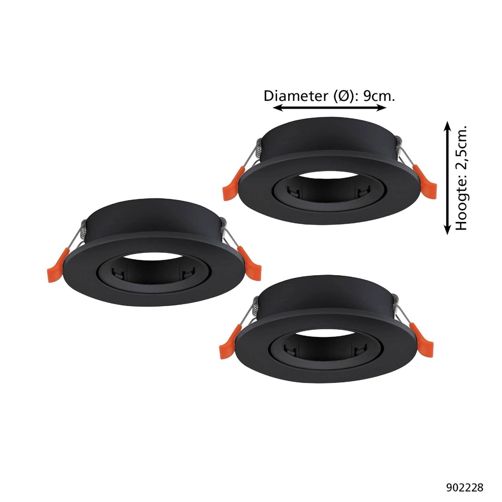 Set mit 3 Einbaustrahlern Barranco schwarz Ø 9cm Eglo 9008606359103