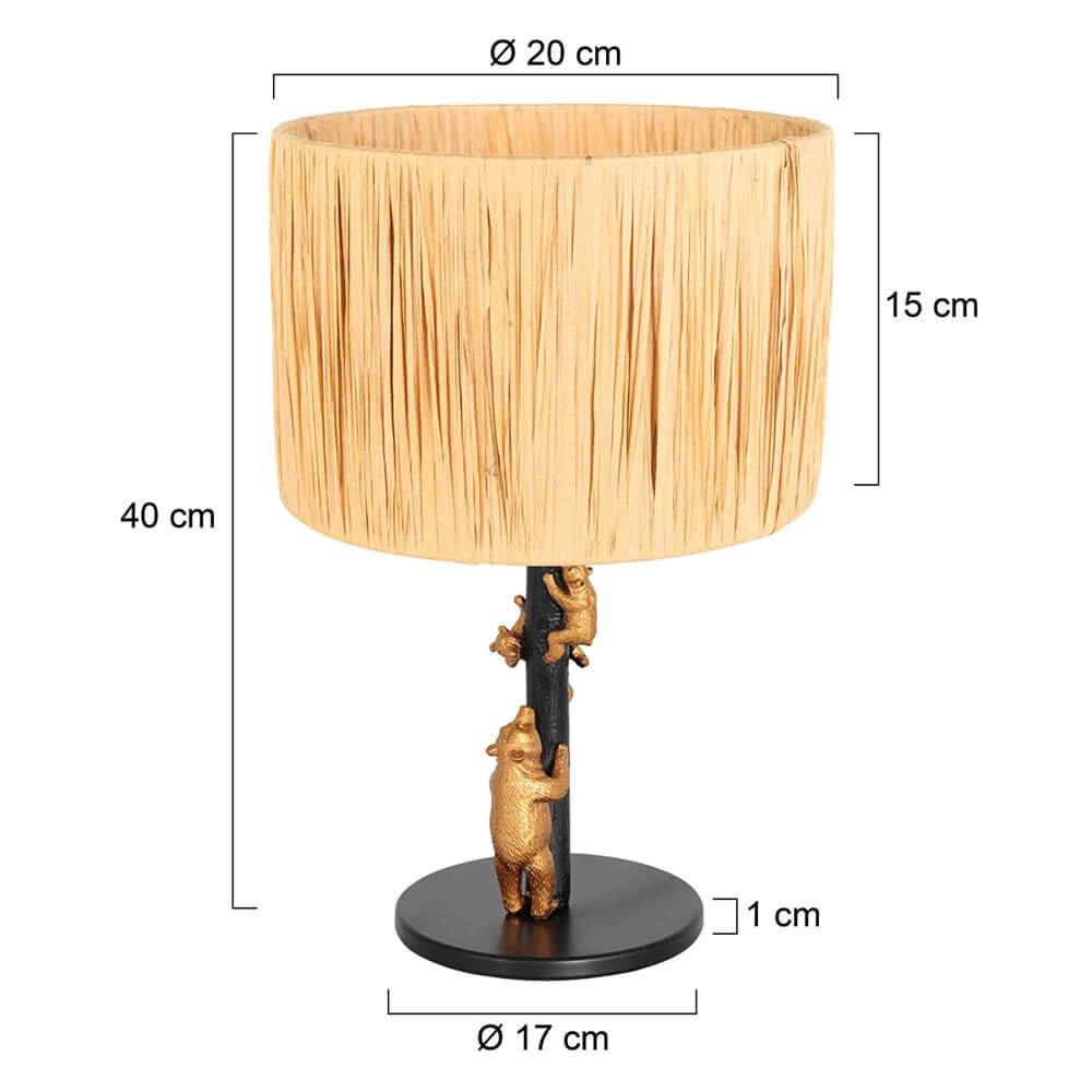 Tischlampe Animaux Bären schwarz mit Strohhaube Steinhauer 8712746172133