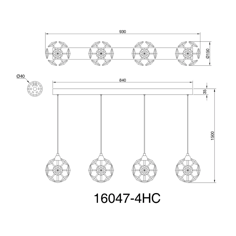 4-Licht Pendellampe Virina Chrom Globo 9007371481255