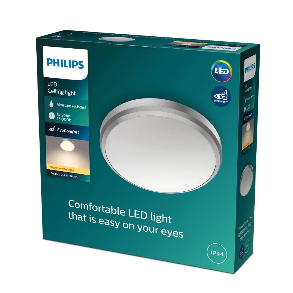 Badezimmer Deckenleuchte Balance Ø 22,5 cm grau Philips 8718699778897