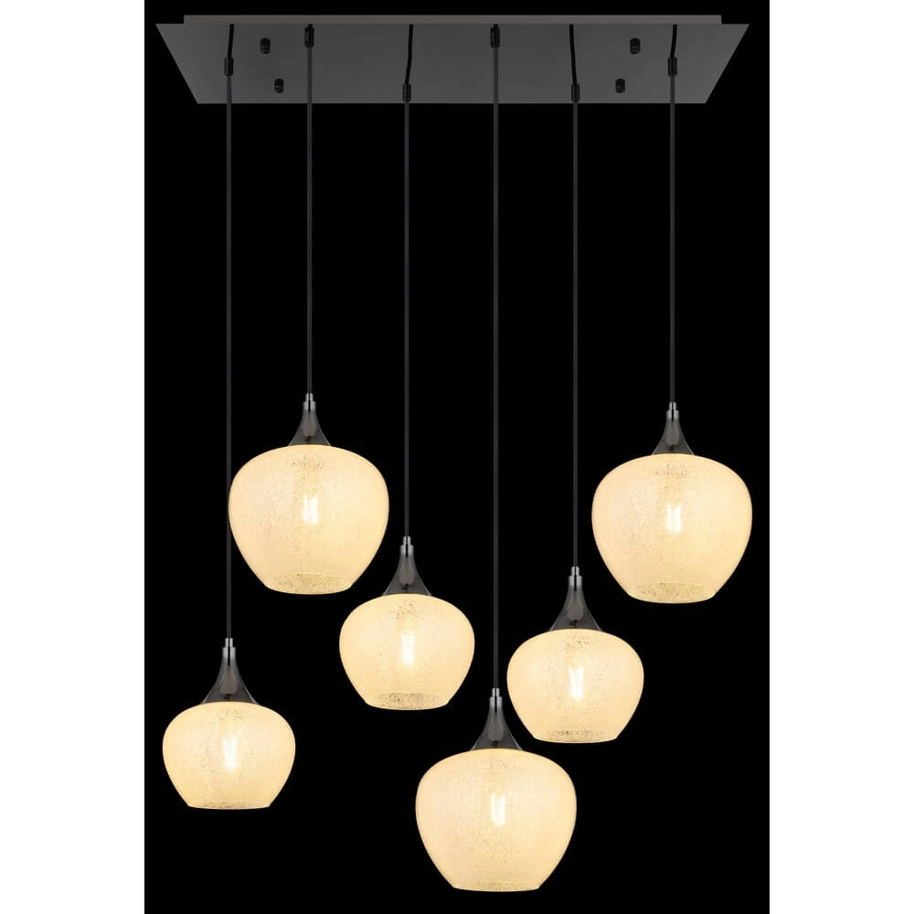 Anthrazit Pendelleuchte Maxy mit weißem Glas 6-flammig Globo 9007371453184
