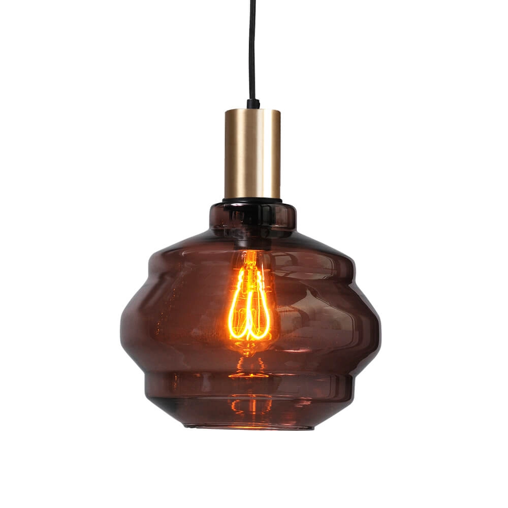 3-flammige Hängelampe - Gold - Porto mit kugelroten Gläsern - Ø 24cm Masterlight 8718121269597