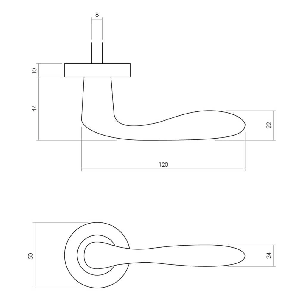 Türklinke Banaan auf Rosette Messing getrommelt Intersteel 8714186485729
