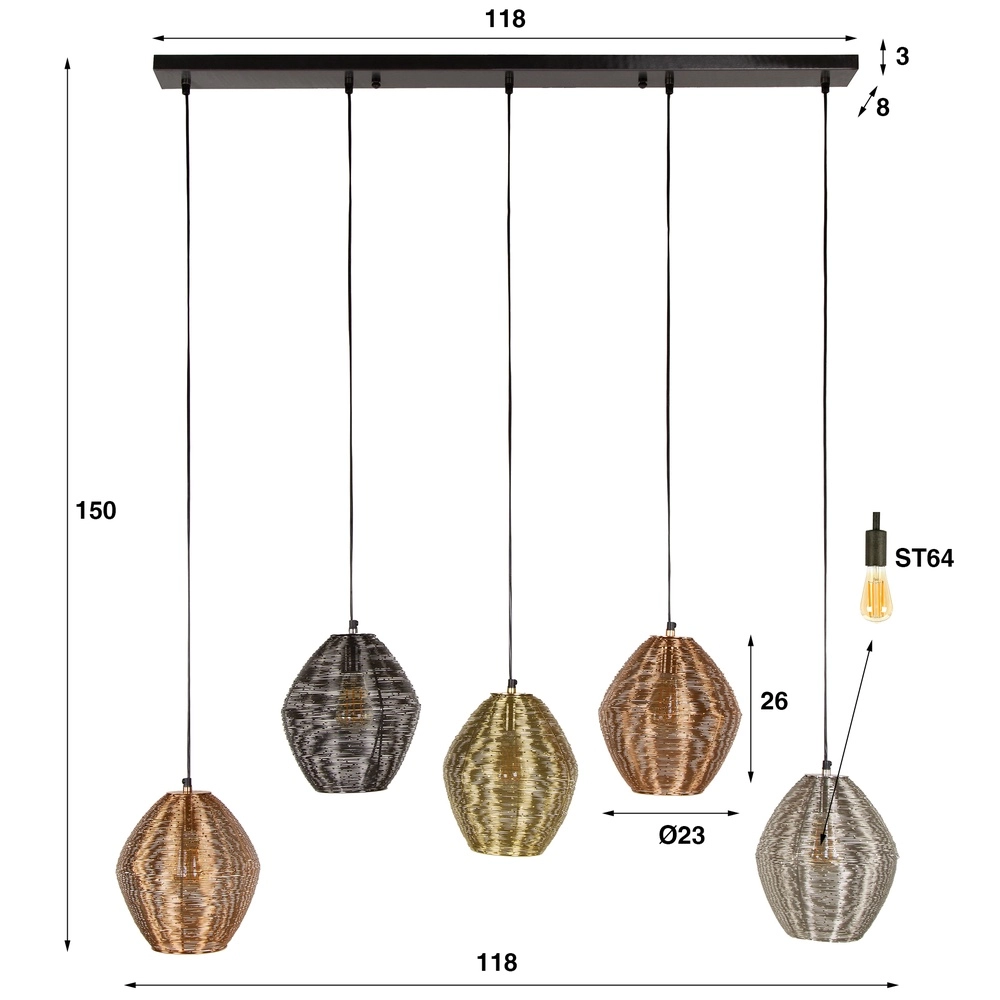 Metall-Pendellampe Web 5-Licht Lyora 8716803511415