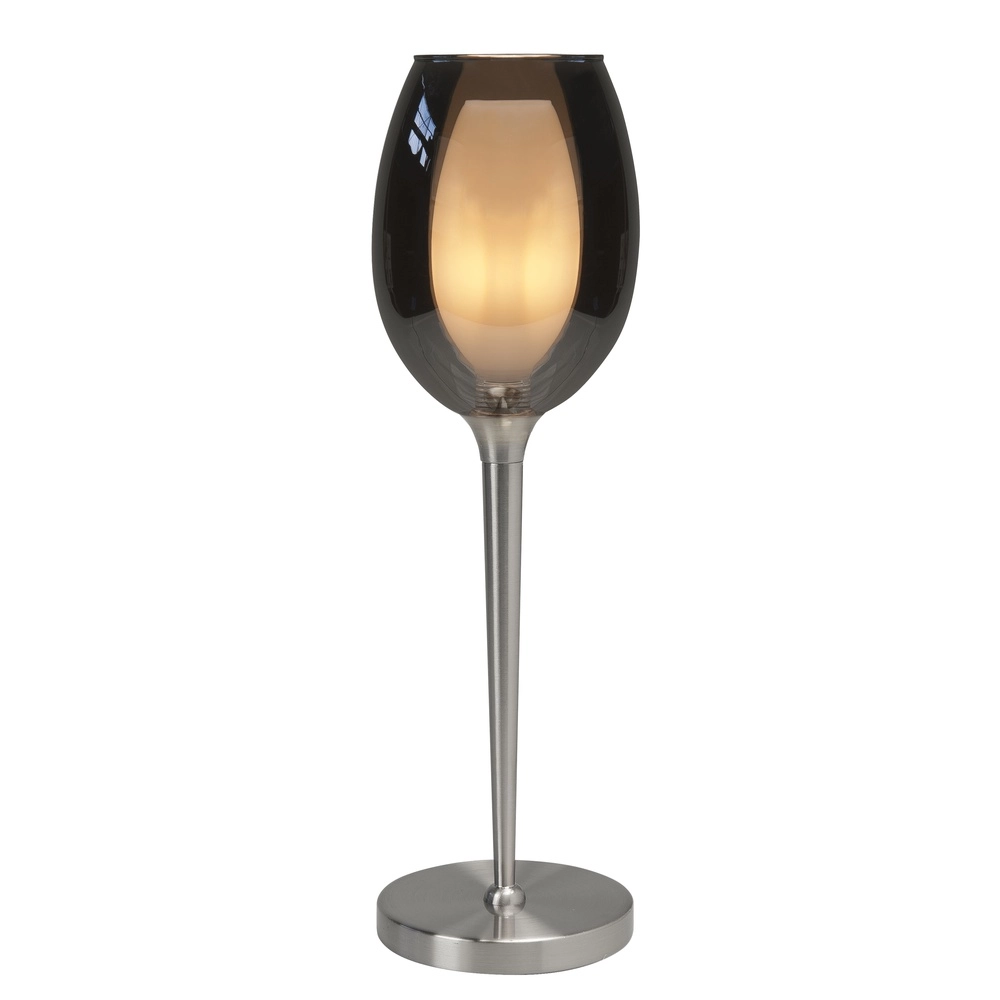 Tischlampe Belle Nickel mit Rauchglas