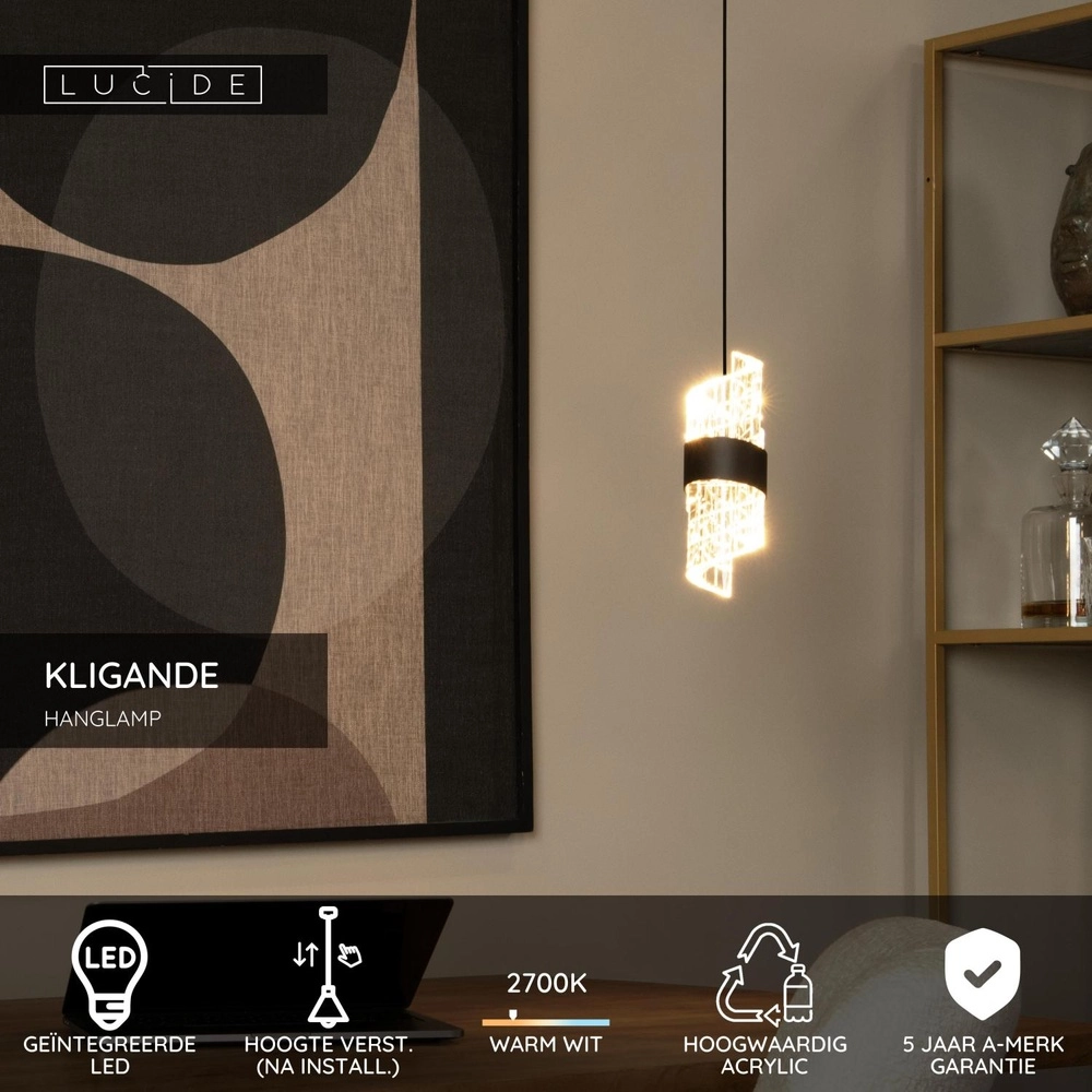 Design-Pendellampe Kligande schwarze Ø 13 cm Lucide 5411212134592