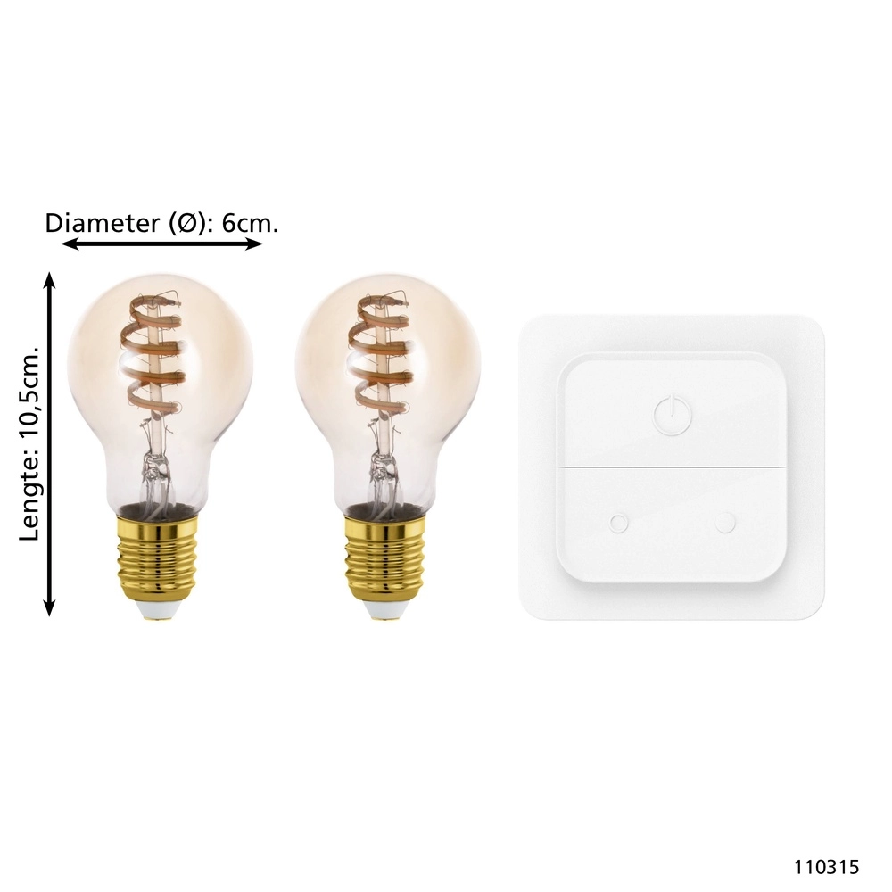 Set mit 2 LED Zigbee E27 4.9W - 360lm - 2700-6500K - A60 Eglo 9008606293889