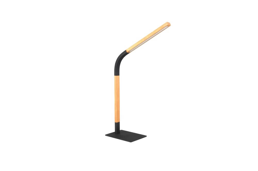 Flexible Tischleuchte Norris schwarz mit Holz Trio 4017807599992