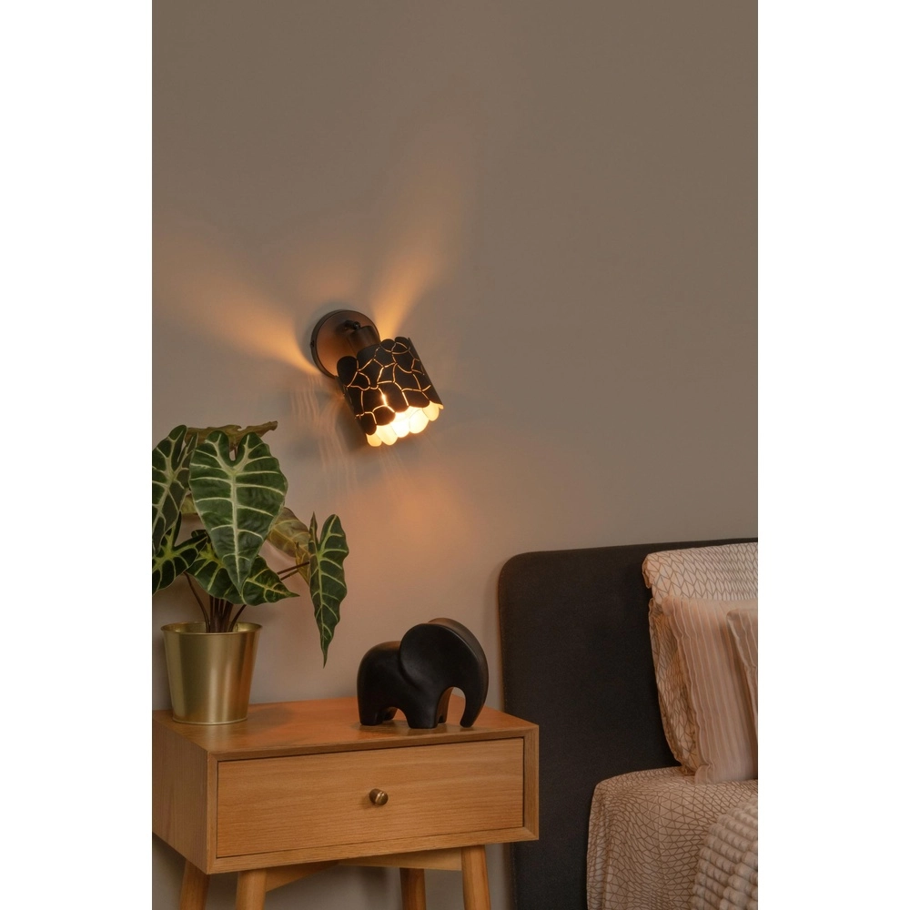 Wandlampe Almelo Schwarz mit Gold innen Lucide 5411212211866
