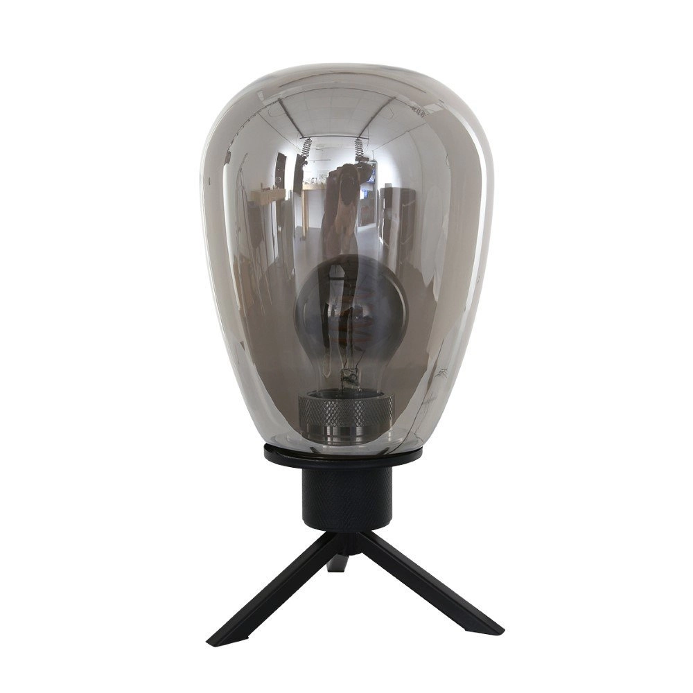 Glastischlampe Reflexion 15 cm schwarz mit Rauchglas Steinhauer 8712746132618