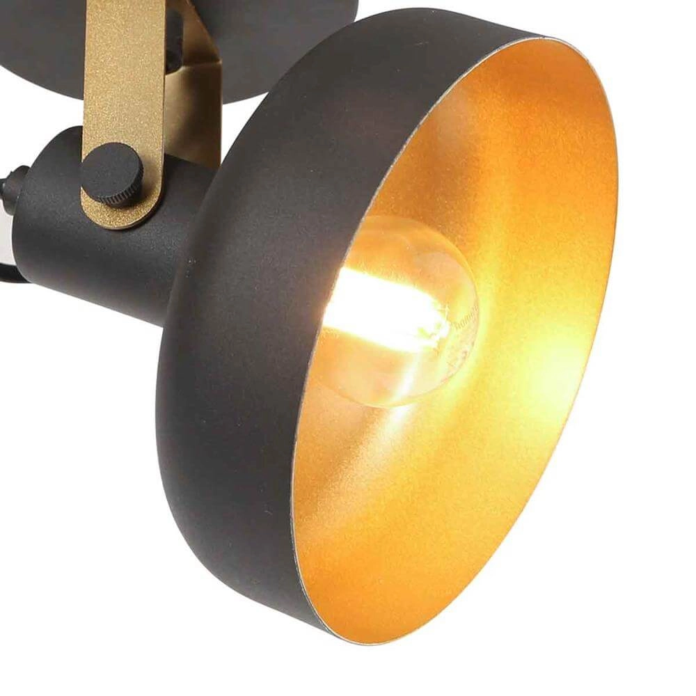 Wandleuchte Prato schwarz mit gold Steinhauer 8712746176377