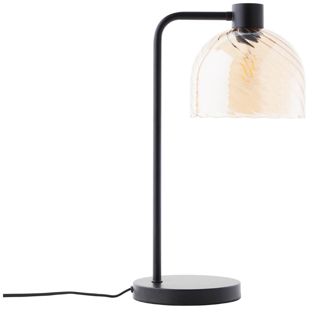 Tischlampe Casto schwarz mit bernsteinfarbenem Glas Brilliant 4004353446832