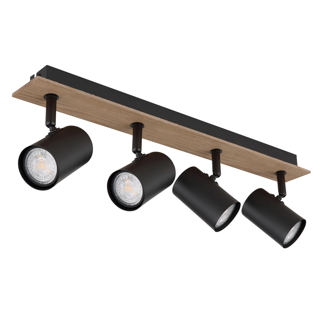 Deckenlampe Linca 4-hell schwarz mit Holz Globo 9007371458943