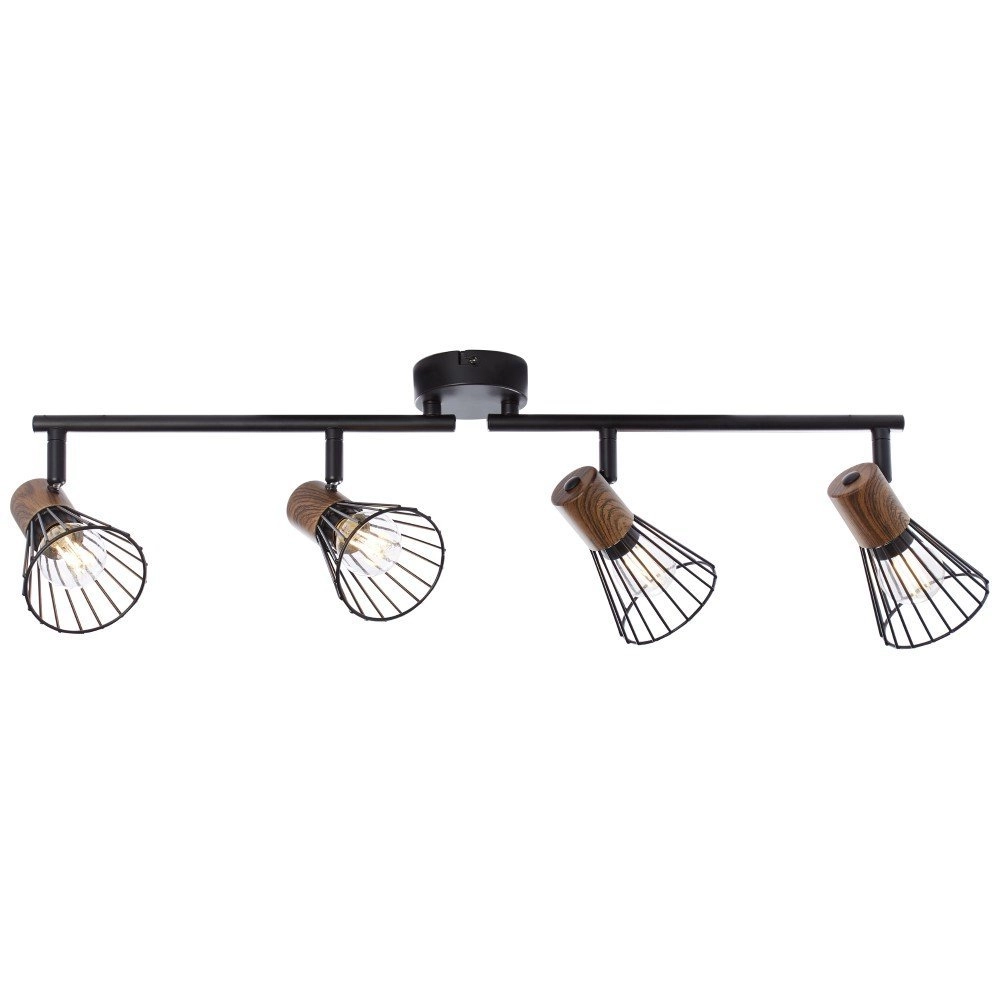 Deckenleuchte Manama 4 Lichtschwarz mit Holzbraun Brilliant 4004353326547