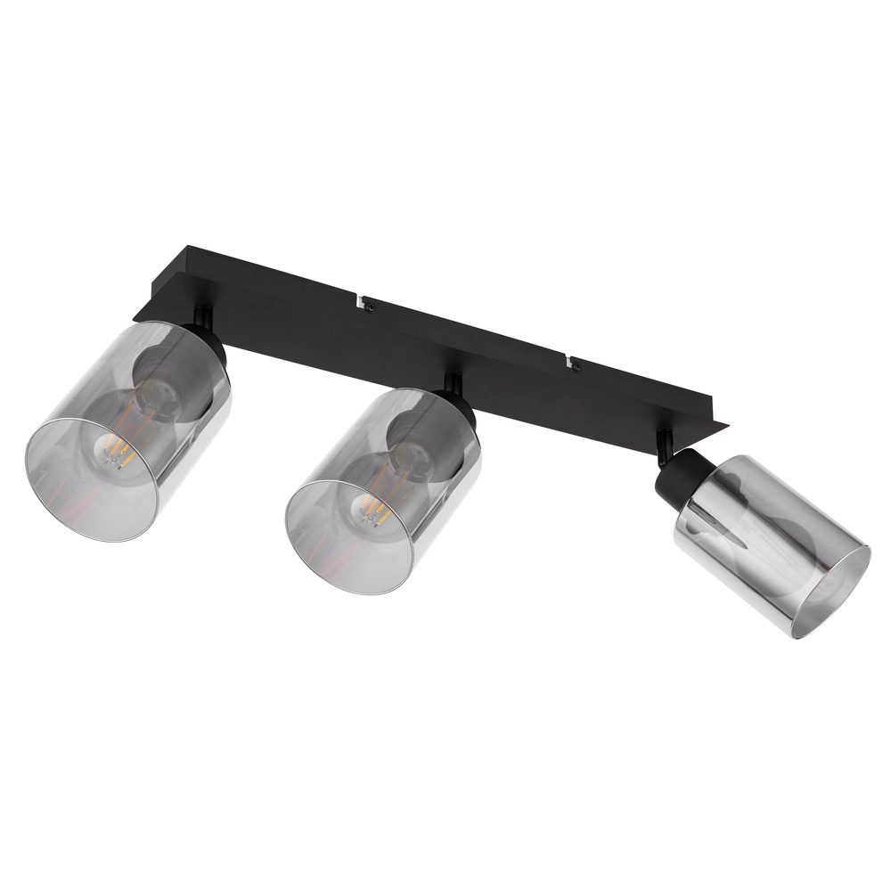 Deckenlampe Hadera 3-Licht Schwarz mit Rauchglas Globo 9007371443215