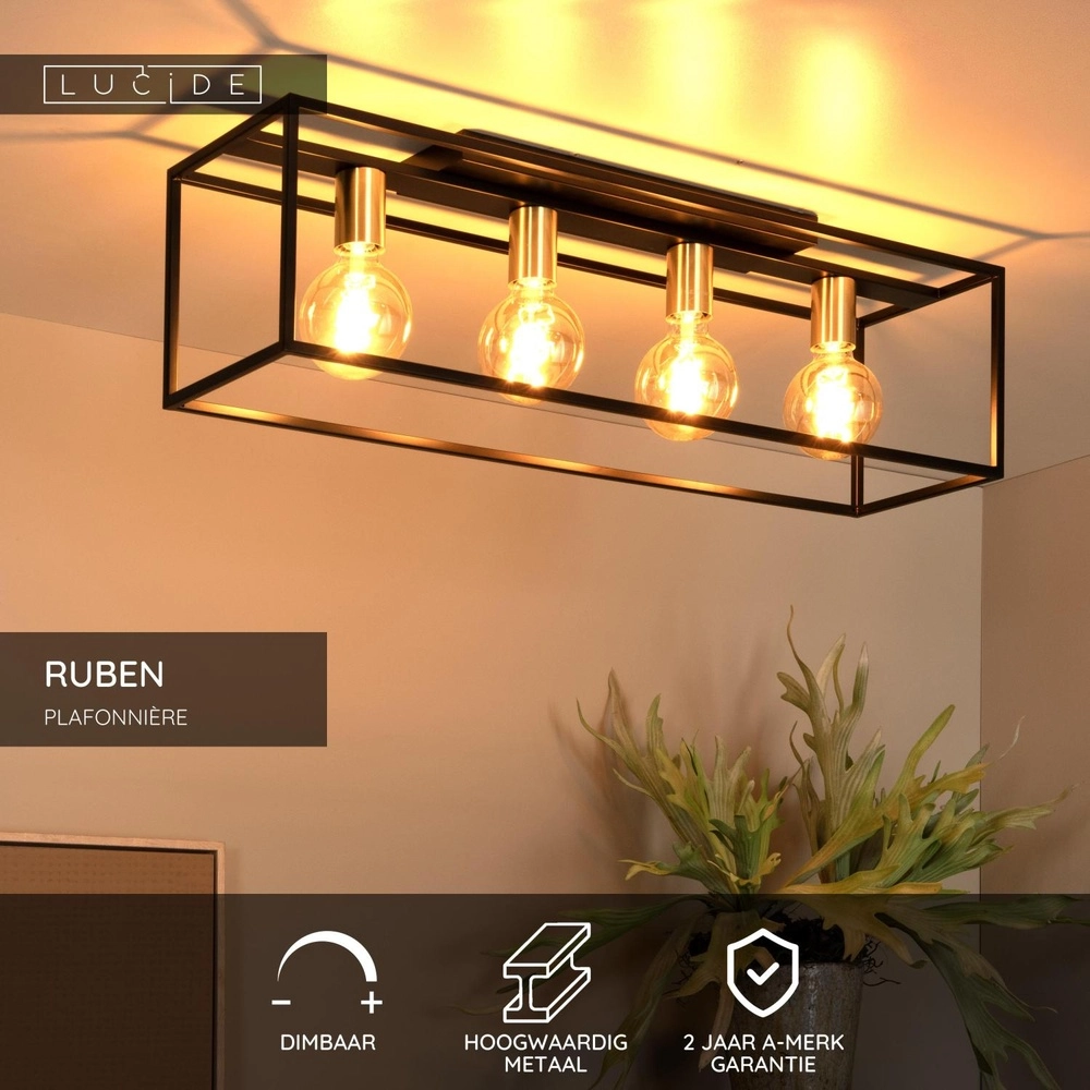 Deckenlampe Ruben Schwarzes 80 cm Rechteck Lucide 5411212010902