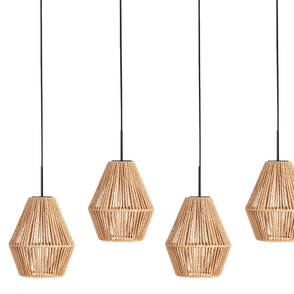 Pendellampe 5-Licht Geradeaus Ropex mit Rattanhauben Steinhauer 8712746183252