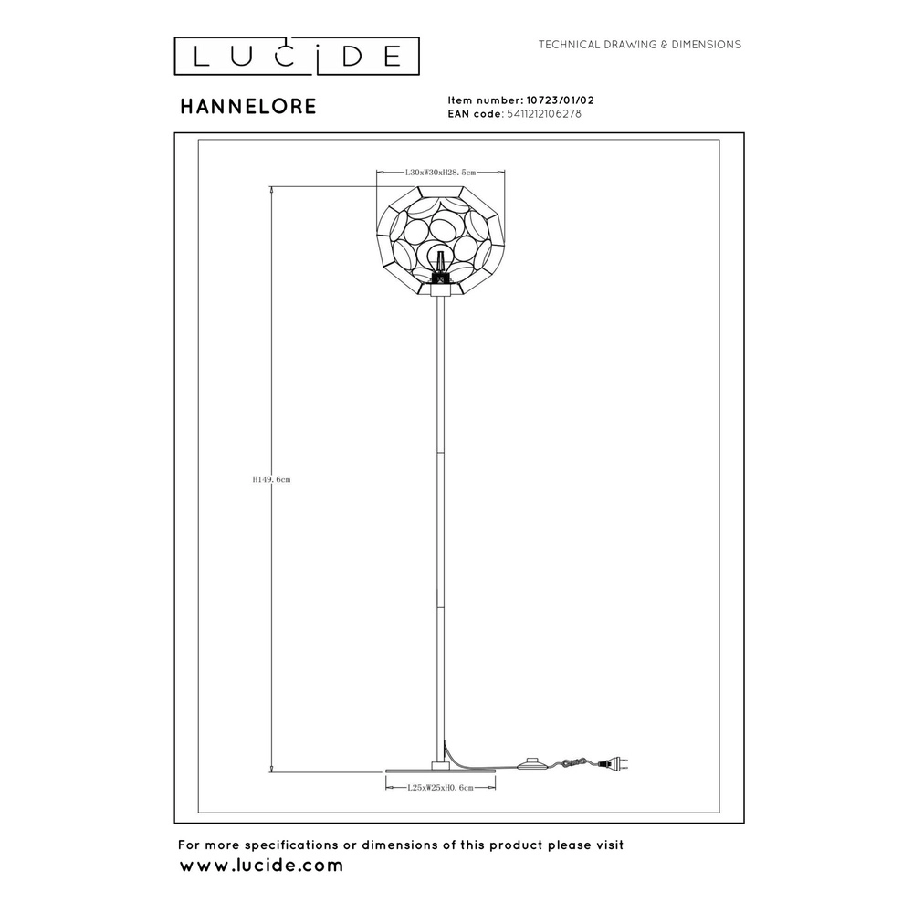 Stehlampe Hannelore Gold Lucide 5411212106278