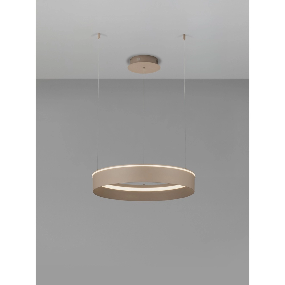 Moderne Pendellampe Olivia sandbraun Ø 60 cm Lyora 5212017494184