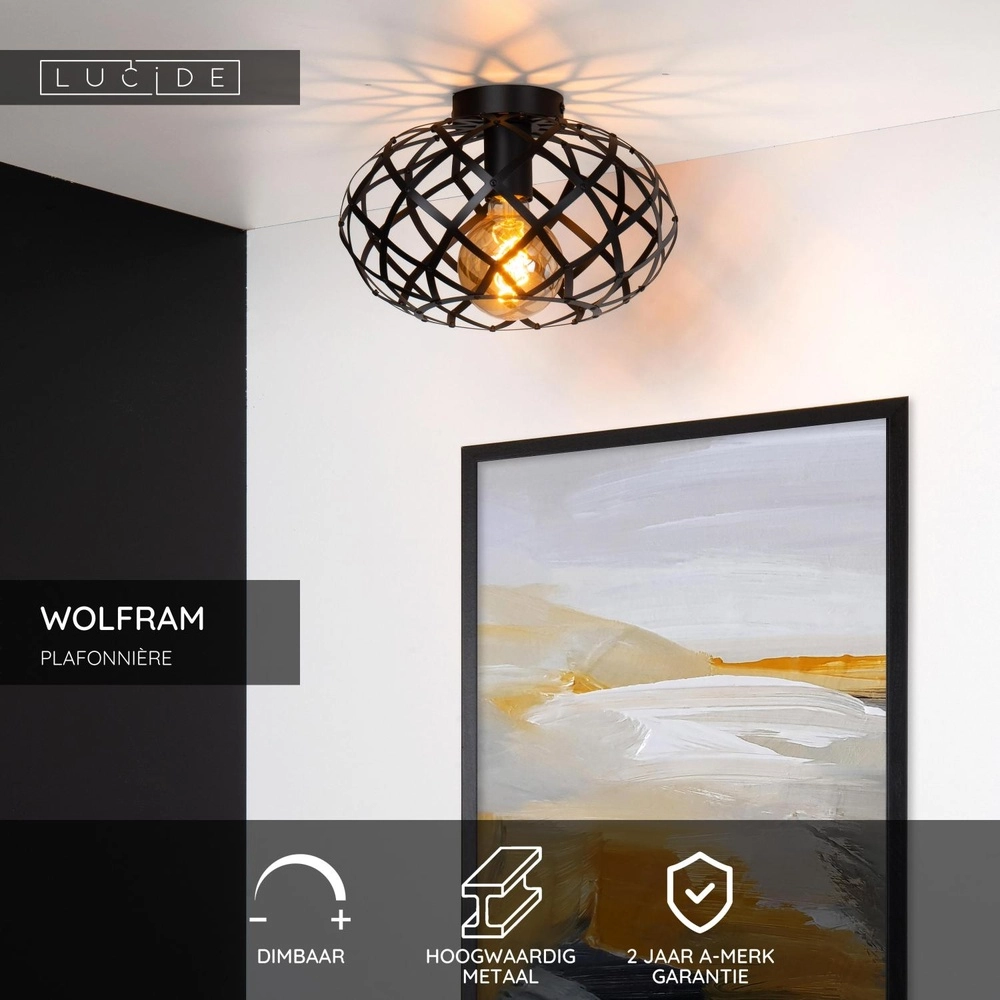 Deckenlampe Wolfram Schwarz Lucide 5411212211309