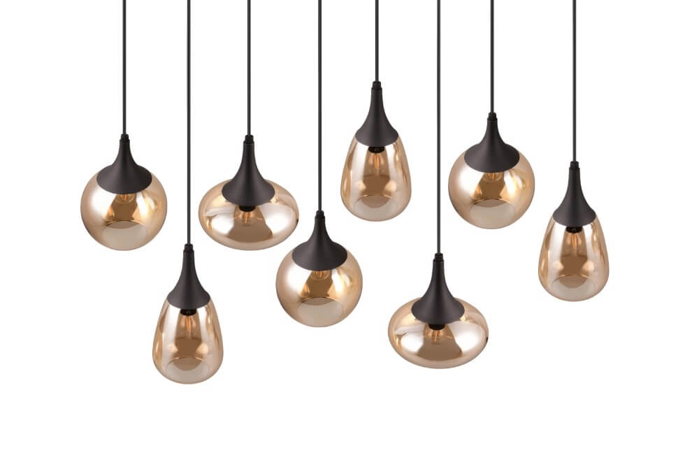 Hängelampe mit 8 Leuchten Lumina mit Braunglas Trio 4017807577679