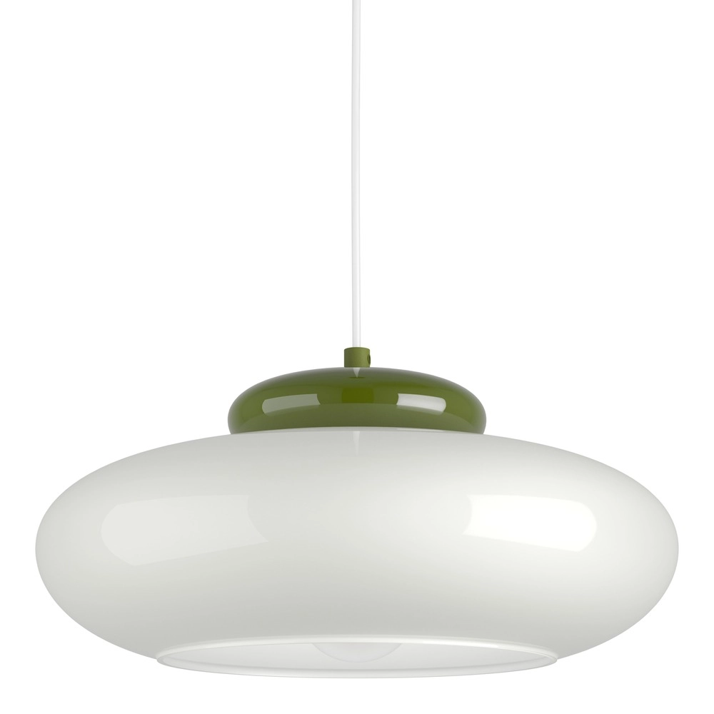 Design-Pendellampe Berardelli weiß mit grünem Ø 32 cm
