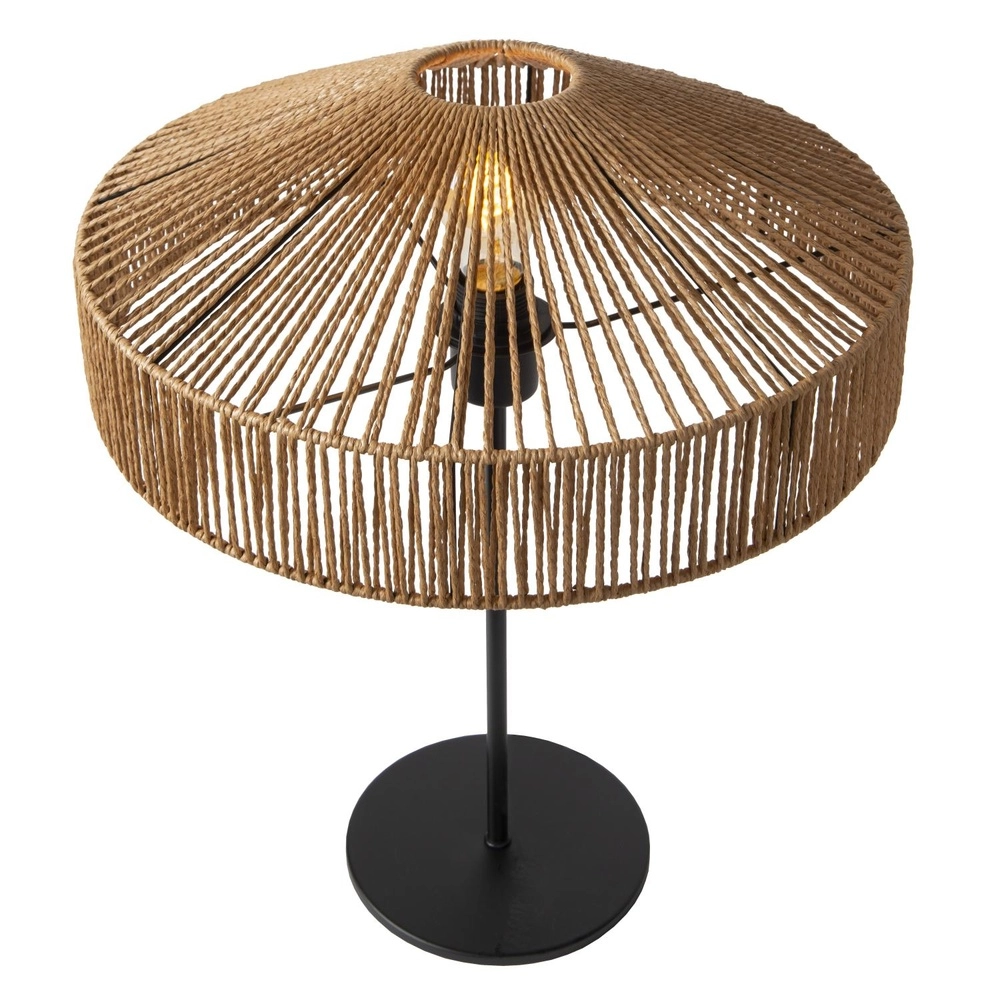 Tischlampe Yunkai Ø 40 cm schwarz mit Rattan Lucide 5411212105721