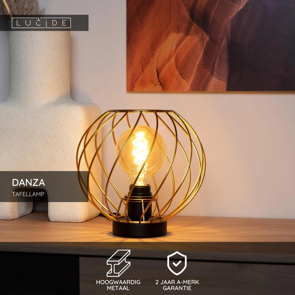 Tischlampe Danza Ø 25cm Gold Lucide 5411212211583
