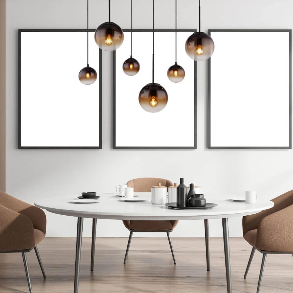 Schwarze Hängelampe Hallie mit einzigartigem Glas Globo 9007371445929