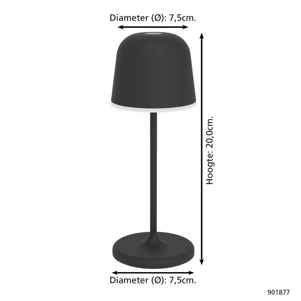 Tischlampe Mannera Wiederaufladbar Schwarz Eglo 9008606355518