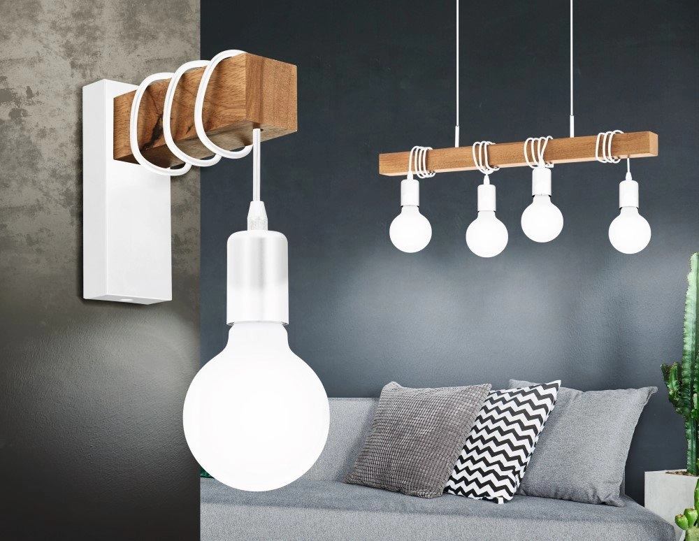 Pendelleuchte Townshend 4-Licht-Holz mit weiß Eglo 9002759437046