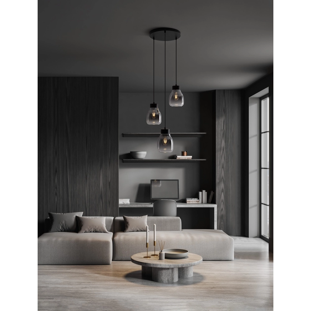 Pendelleuchte Blacu 3-flammig schwarz rund Lyora 5212017447487