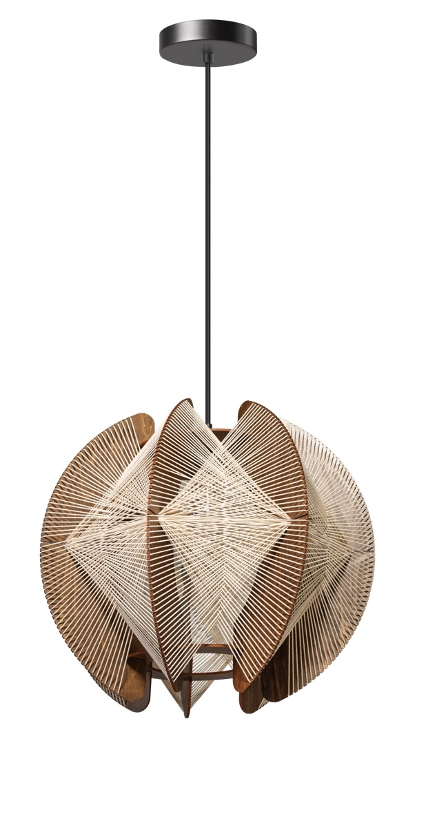 Holz-Pendellampe mit Drähten Jessica Walnuss – Ø 40 cm