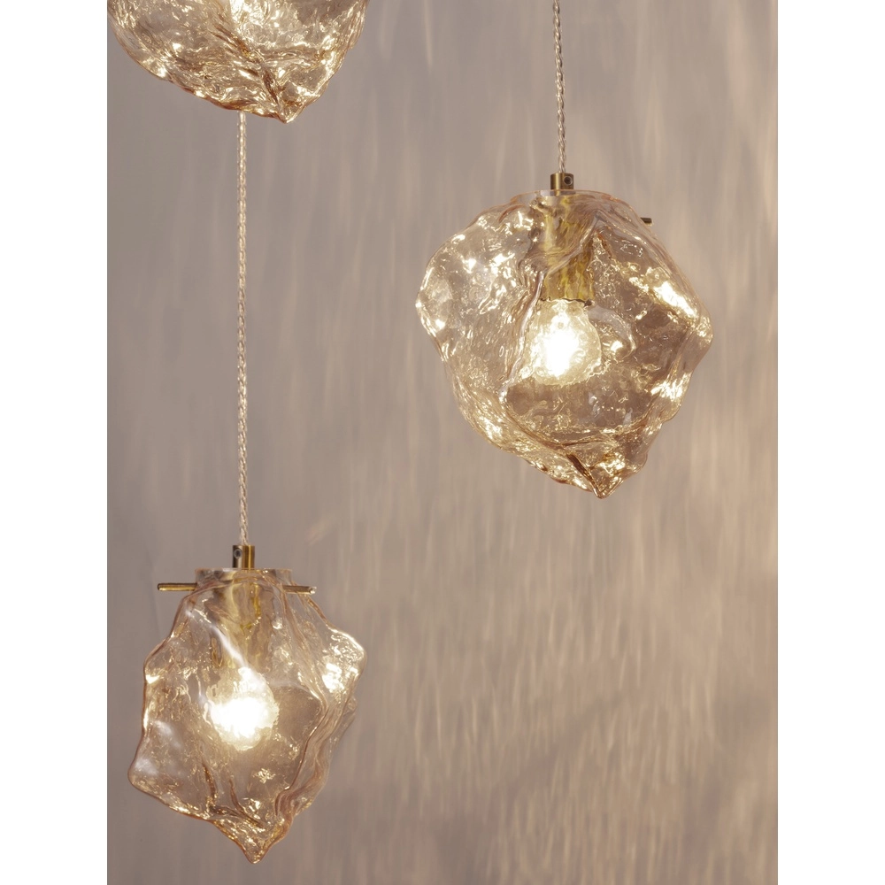 Pendelleuchte Odelle 3-flammiges Gold mit Braunglas Lyora 5212017434395