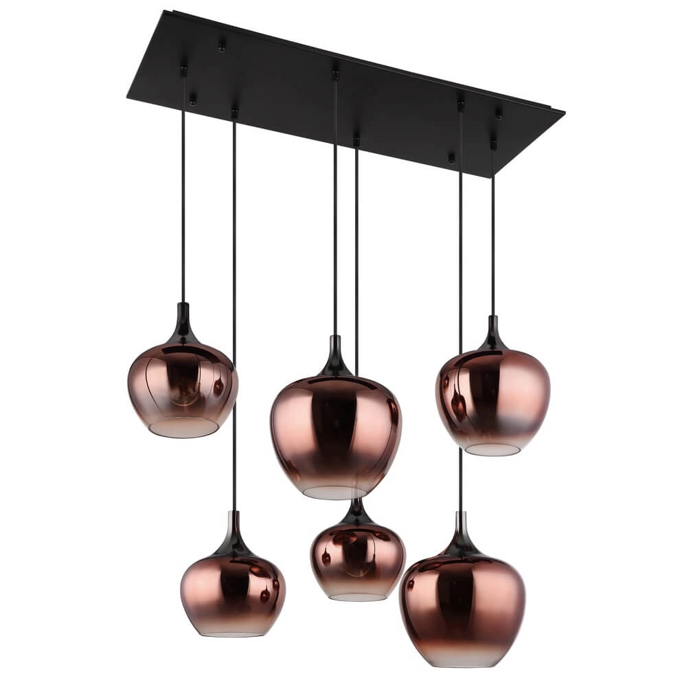 Schwarze Pendelleuchte Maxy mit rotem Glas 6-flammig Globo 9007371450985