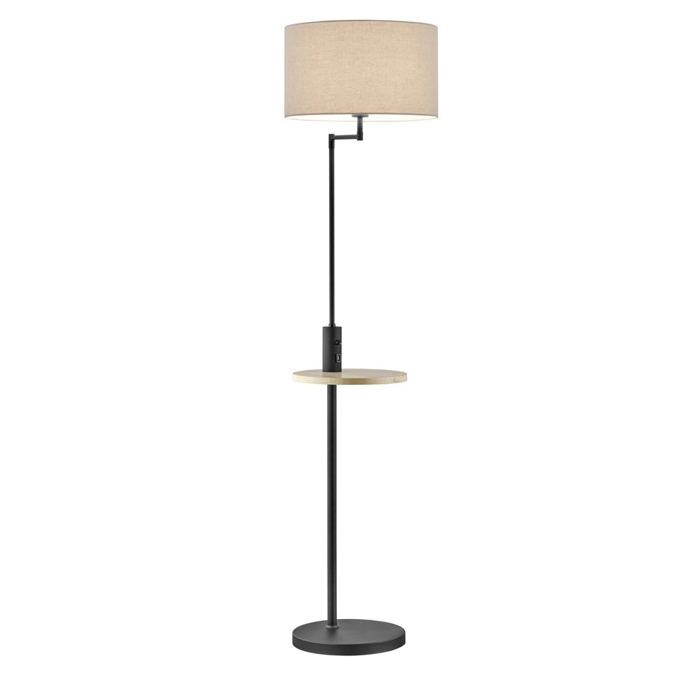Leselampe Claas Table Schwarz mit Holzbraun und Grau