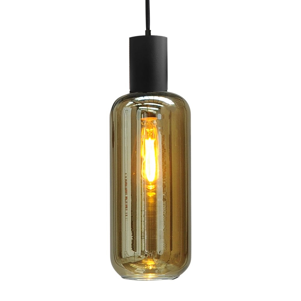 Schwarze Hängelampe Bounty mit Zylinderglas Masterlight 8718121248448