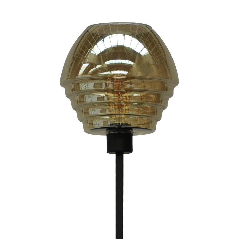 Stehleuchte schwarz Quinto Smoke mit rauchgestreiftem Glas Masterlight 8718121216485