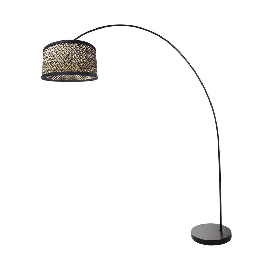 Bogenlampe Solva schwarz mit Bambusschirm Steinhauer 8712746172386