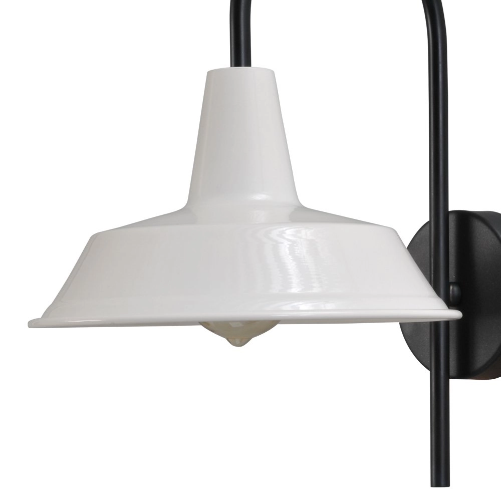 Wandlampe Industria 32 cm schwarz mit weißer Kapuze Masterlight 8718121235950
