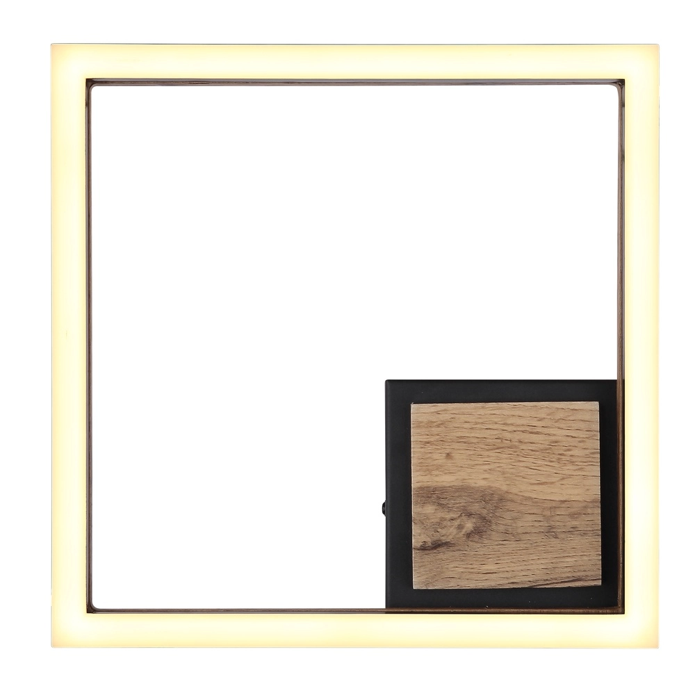 Deckenlampe Beatrix Schwarz quadratisch mit Holz Globo 9007371451401