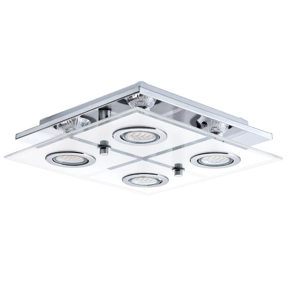 LED-Deckenlampe Cabo Square 4x3W - 3000K - 29cm Chrom