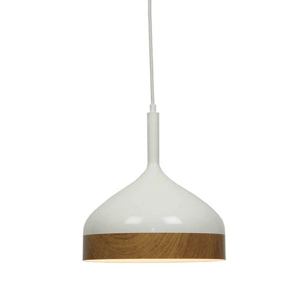 Ø 45cm Hängelampe Moondrop 30 cm weiß mit holzbraun Artdelight 8719831730933