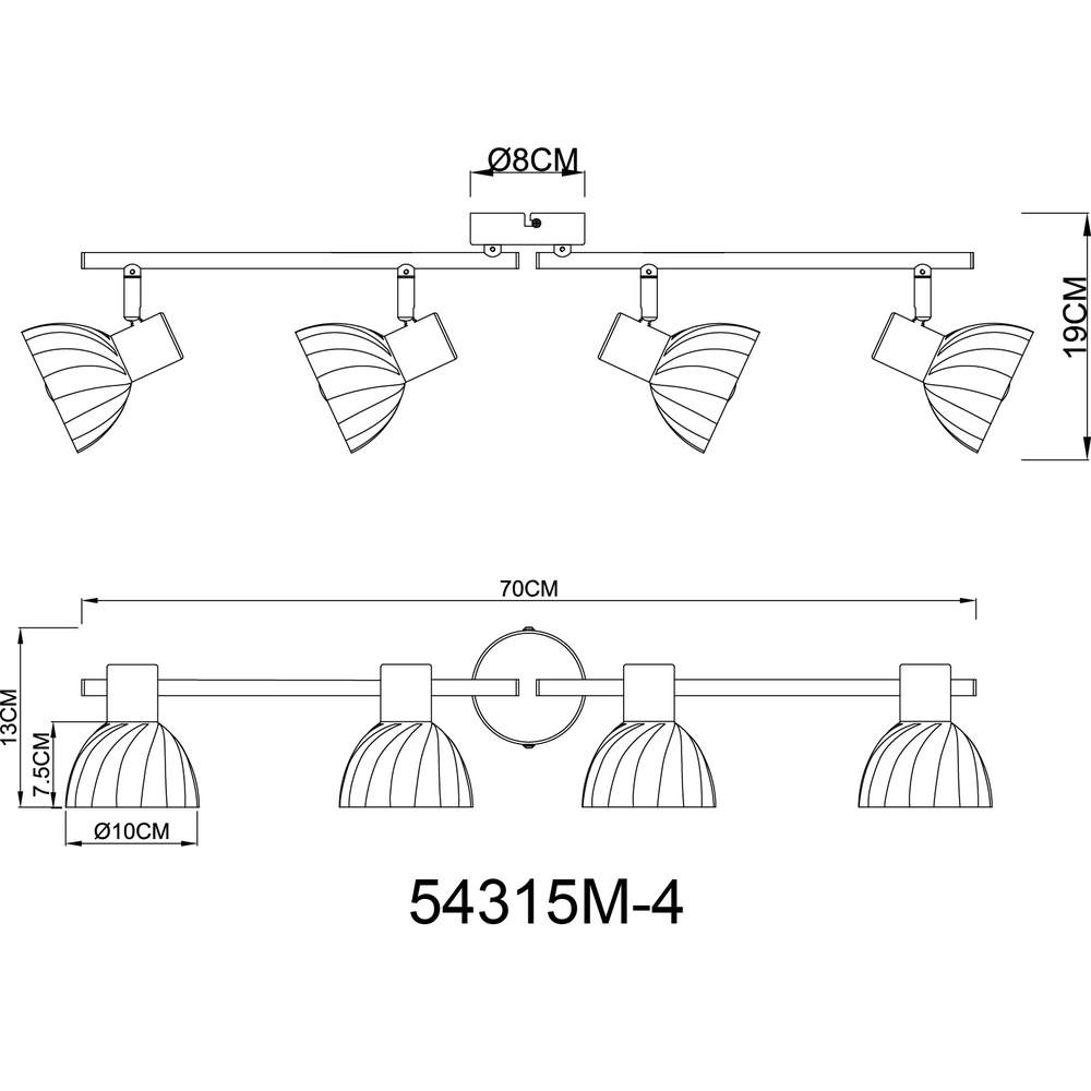 Deckenlampe 4-Licht Zachery Gold Globo 9007371531509