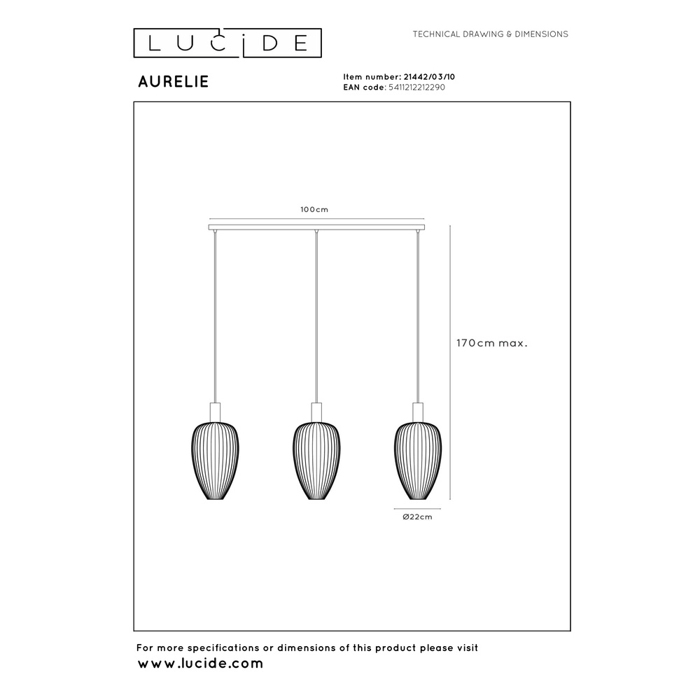 3-Licht-Drahtlampe Aurelie Gold Lucide Vibes 5411212212290