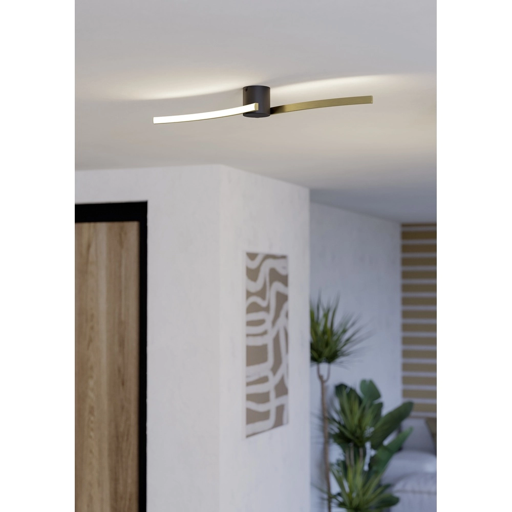 Schlankes LED-Deckenlicht Aieta 72 cm – Gold mit Schwarz Eglo 9008606316106