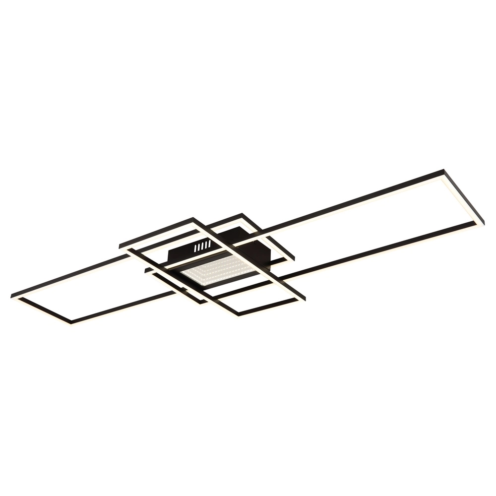 Moderne Deckenlampe Saunders Schwarzes Rechteck 110 cm