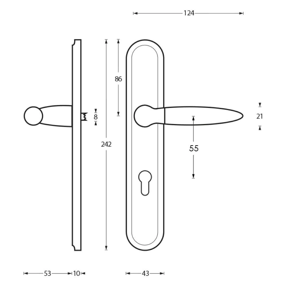 Klassischer Türgriff Elen Chrom PC 55mm Intersteel 8714186176214