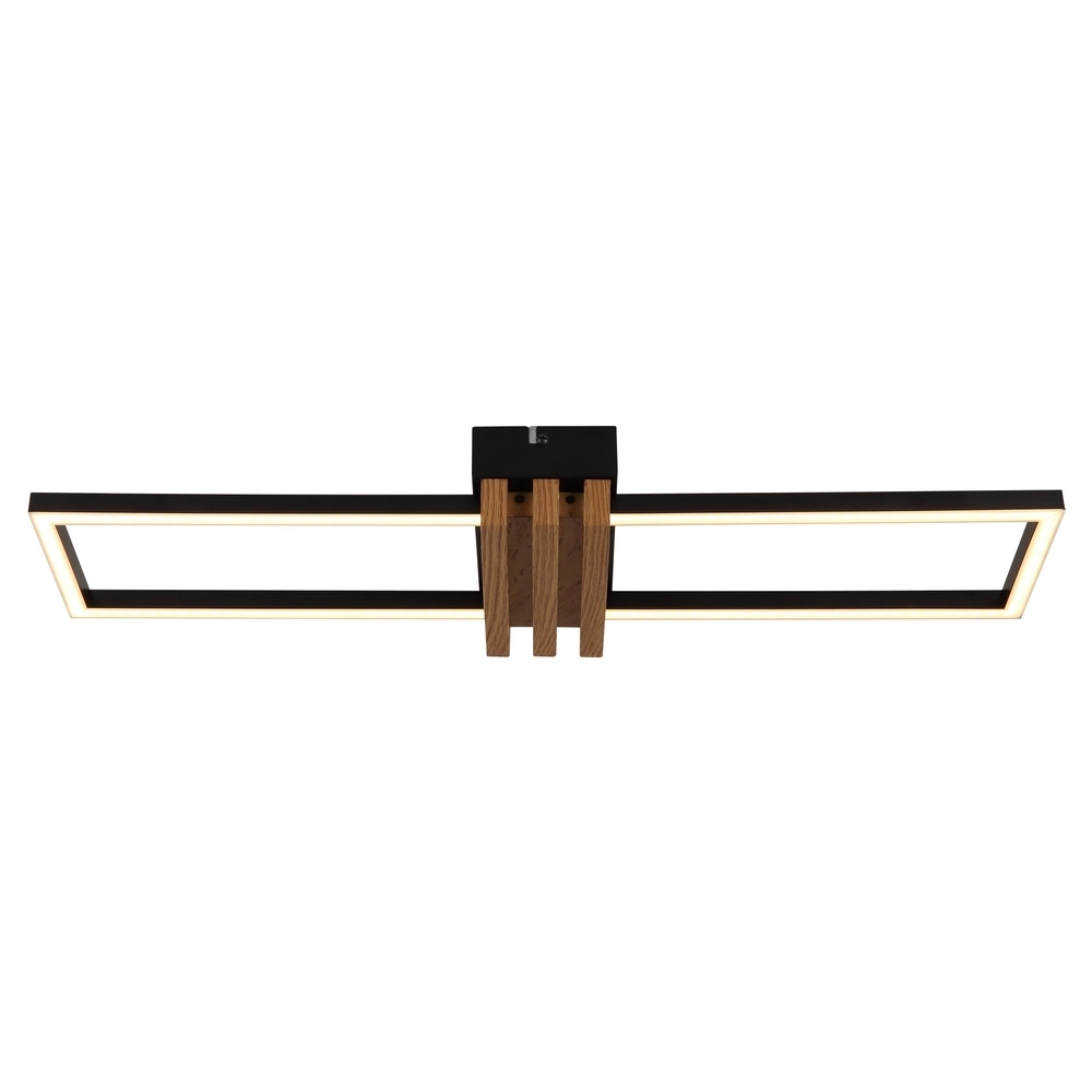 Moderne Deckenlampe Dakari I Schwarz mit Holz 60 cm Globo 9007371522781