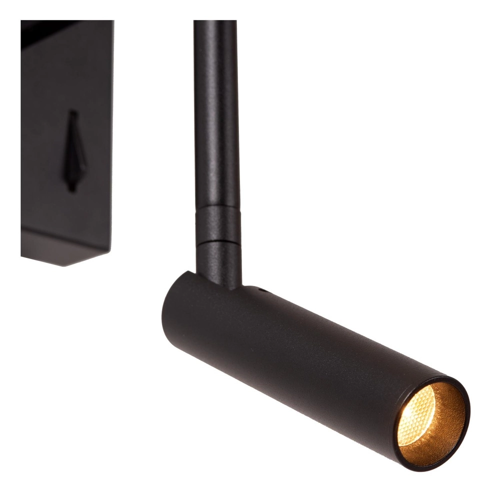 Design-Wandlampe Finan mit Leselampe und USB-Ladepunkt schwarz Lucide 5411212680020